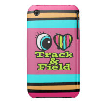 Bright Eye Heart I Love Track and Field iPhone 3 Case