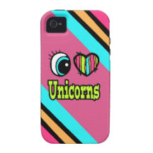 Bright Eye Heart I Love Unicorns Vibe iPhone 4 Case