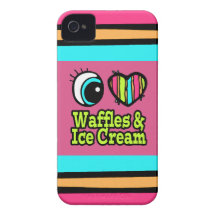 Bright Eye Heart I Love Waffles and Ice Cream iPhone 4 Cases