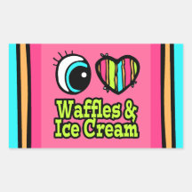 Bright Eye Heart I Love Waffles and Ice Cream Rectangle Sticker