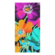 Bright Flowers on black Photo Card
