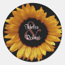 Bright Gold Sunflower Wedding Sticker