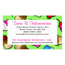 Bright Green Cute Cupcakes Print Business Card