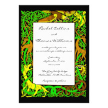 Bright Greens Celtic Animals Wedding Invitation