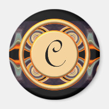 Bright Monogrammed Art Round Magnet