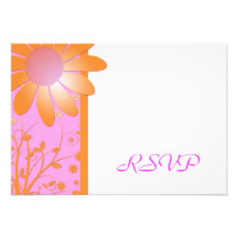 Bright Orange and Pink Wedding RSVP Reply Cards