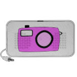 Bright Pink Camera. On White. Mp3 Speakers