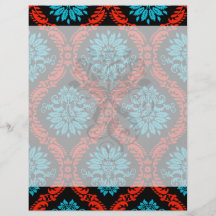 bright red and aqua blue black ornate damask flyer