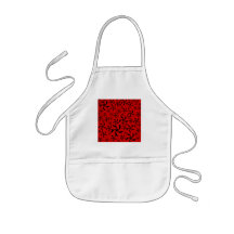 Bright Red and Black Floral Pattern. Aprons