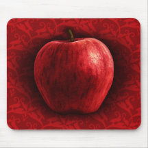 Bright Red Apple Mouse Pad