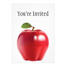 Bright Red Juicy Delicious Apple Custom Invitation