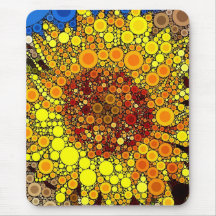 Bright Sunflower Circle Mosaic Digital Art Print Mouse Pad