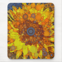 Bright Sunflower Circle Mosaic Digital Art Print Mousepad