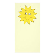 Bright Yellow Summer Sun. Smiling Face. Photo Cards