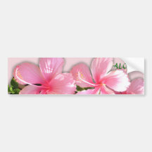 Brilliant Pink Hawaiian Hibiscus Flowers "Aloha!" Bumper Stickers