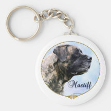 Brindle Mastiff Portrait Keychain