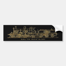 British GWR Steam Train,"The Queen",3041, Black Bumper Sticker