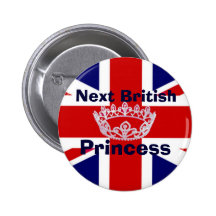 British Princess Crown Pin Button