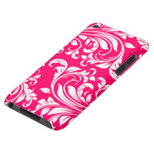 Broadway Pink and white floral damask Barely There iPod Covers