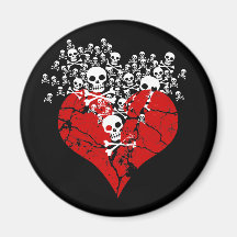Broken Heart with Skulls Fridge Magnets