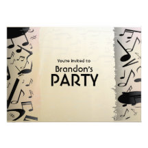 Bronze and Black Music Notes Invitations