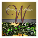Bronze and Mossy Green Camo Wedding Invitations