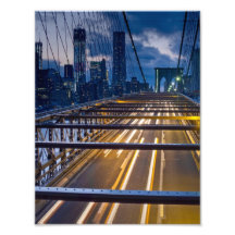 Brooklyn Bridge Lights at Night Photograph