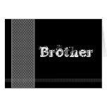 BROTHER - Groomsman - Black and Silver Checks Greeting Card