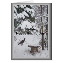 Brother's Boxing Day Greeting-Wild Turkey in Snow Cards