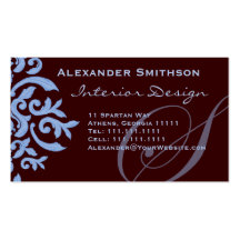 Brown and Blue Monogram S Designer Business Card
