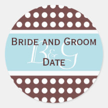 Brown and Blue Wedding Monogram Sticker