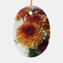 Brown and Gold Chrysanthemums 2 Christmas Tree Ornaments