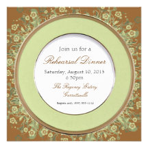 Brown and Green Rehearsal Dinner Invitations