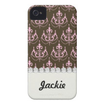 brown and pink chandelier french damask iPhone 4 cover