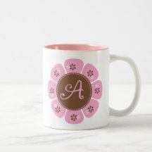 Brown and Pink Monogram A Coffee Mug