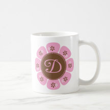Brown and Pink Monogram D Coffee Mugs