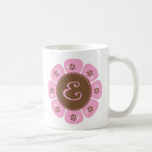 Brown and Pink Monogram E Mugs