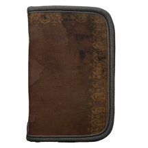 brown antique book cover mini folio organizers