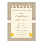 brown baby shower invitation with duckys