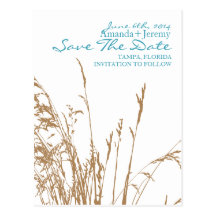 Brown Beach Sea Grass Save The Date Post Cards