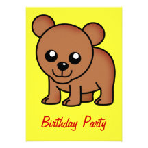 Brown Bear Birthday Party Announcements