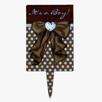 Brown Blue Baby Boy Shower Cake Topper cake picks