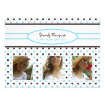 Brown & Blue Polka Dot: Picture Invitation