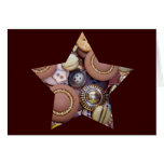 Brown Button Star Greeting Cards