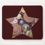 Brown Button Star Mouse Pad