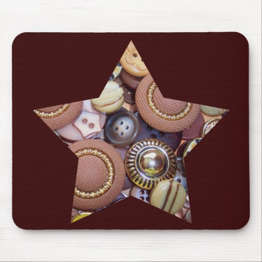 Brown Button Star Mouse Pad