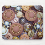 Brown Buttons Mouse Pads