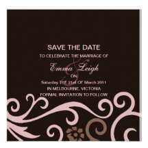 Brown & Cream Save The Date Swirl Wedding Invite