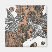 Brown Curly birds Fridge Magnet