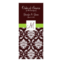 Brown Damask Wedding Programs with Monogram Personalised Invitation